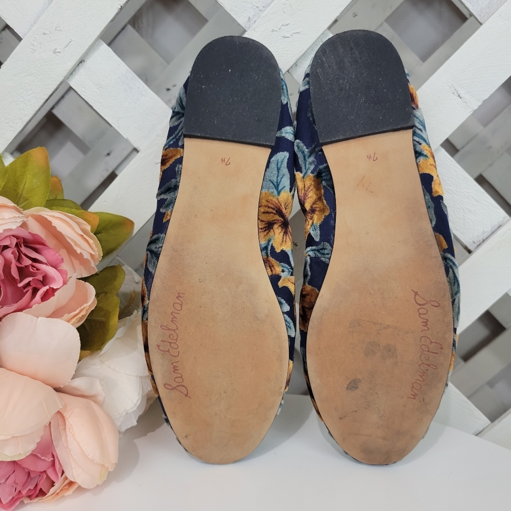 Sam Edelman Felicia Ballet Flat Baltic Navy Floral Velvet Flat Size 7.5 - Picture 7 of 8